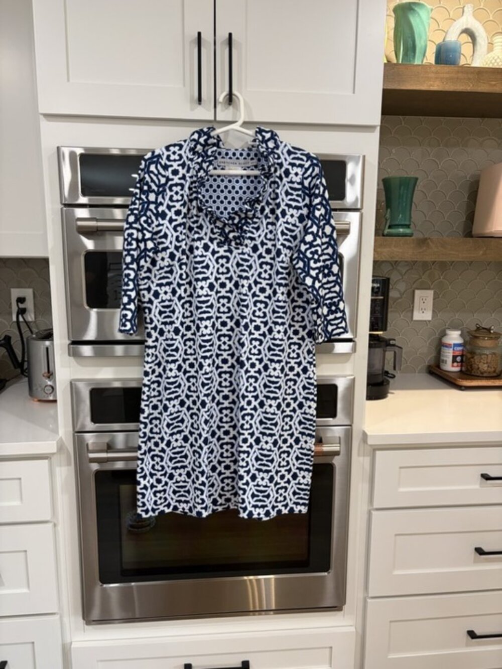 Gretchen Scott Dress Geometric Tunic 3/4 Sleeve Resort Wear Breathable Casual XL